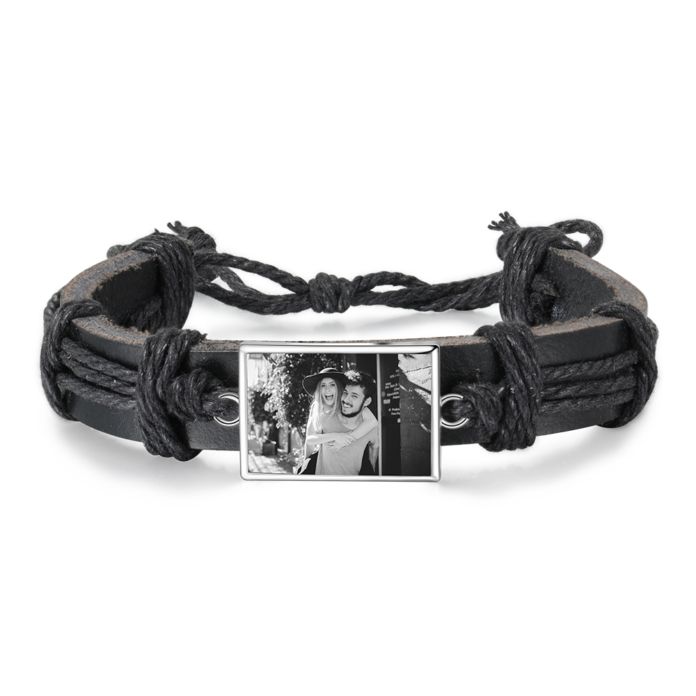 Personalised Photo Bracelet Customised Leather Adjustable Bracelet Gifts for Her Him-Jessemade AU