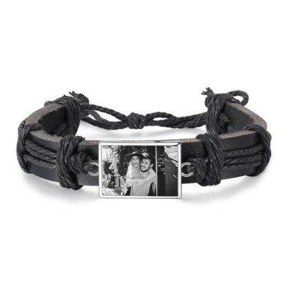 Personalised Photo Bracelet Customised Leather Adjustable Bracelet Gifts for Her Him-Jessemade AU