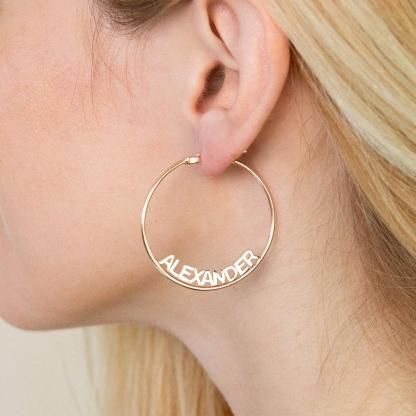 Personalised Name Hoop Earrings Circle Hoops Gifts for Her-Jessemade AU