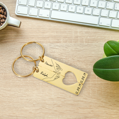 Personalised Couple Keychain Set Customised Names & Date Matching Couple Keyring Valentine's Day Gifts For Couples-Jessemade AU