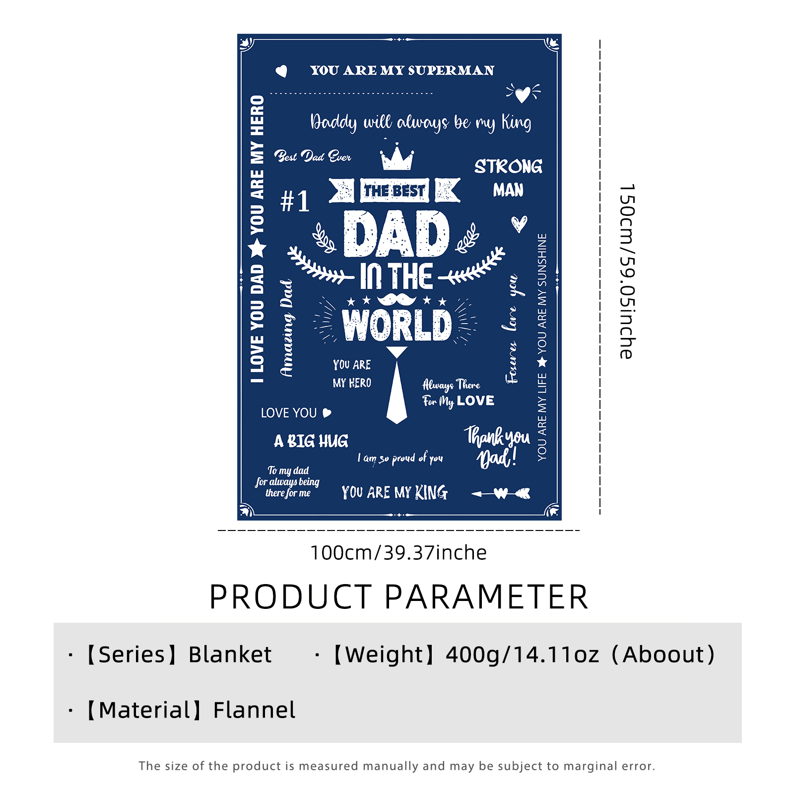 The Best Dad In The World Soft and Comfortable Flannel Fleece blanket Gift for My Father-Jessemade AU