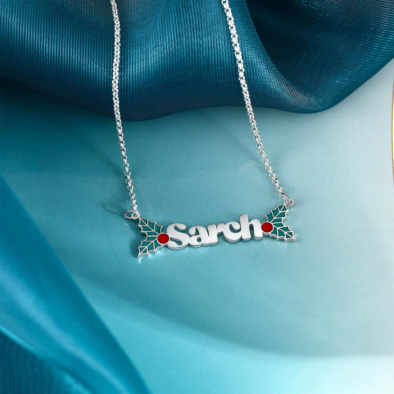 Personalised Christmas Holly Name Necklace Gifts for Her-Jessemade AU
