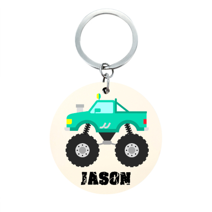 Customised 1 Name Keychain Green Truck Keychain Unique Back-to-School Gift for Kids-Jessemade AU