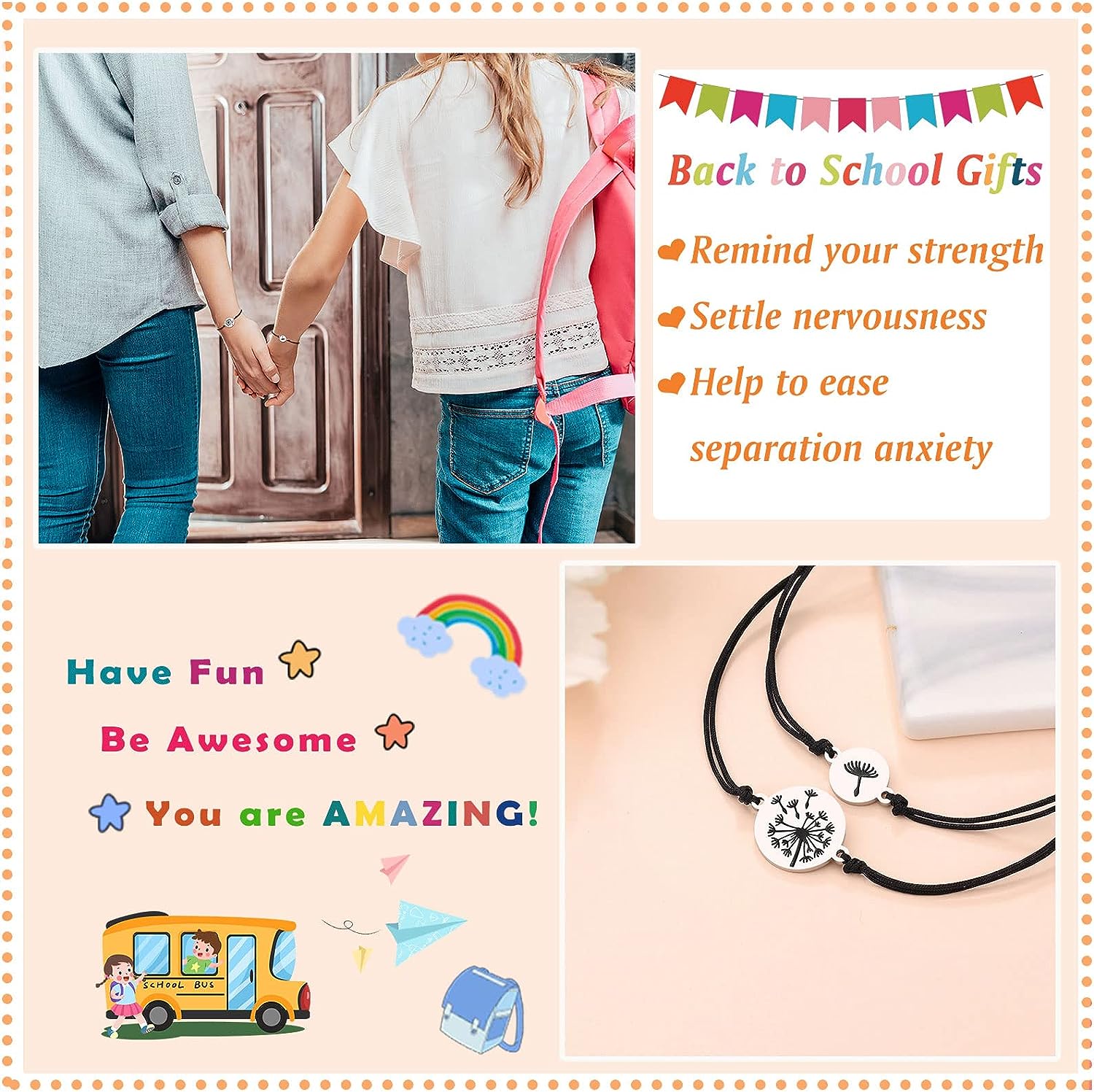 Dandelion Bracelet Mother and Daughter Bracelet Back To School Gift Adjustable String Bracelet-Jessemade AU