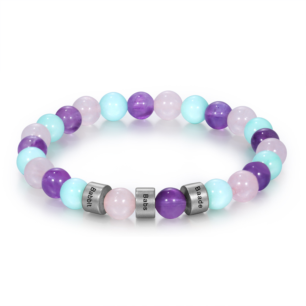 Personalised Colourful Beads Bracelet Custom 3 Names Bracelet Gifts For Her-Jessemade AU