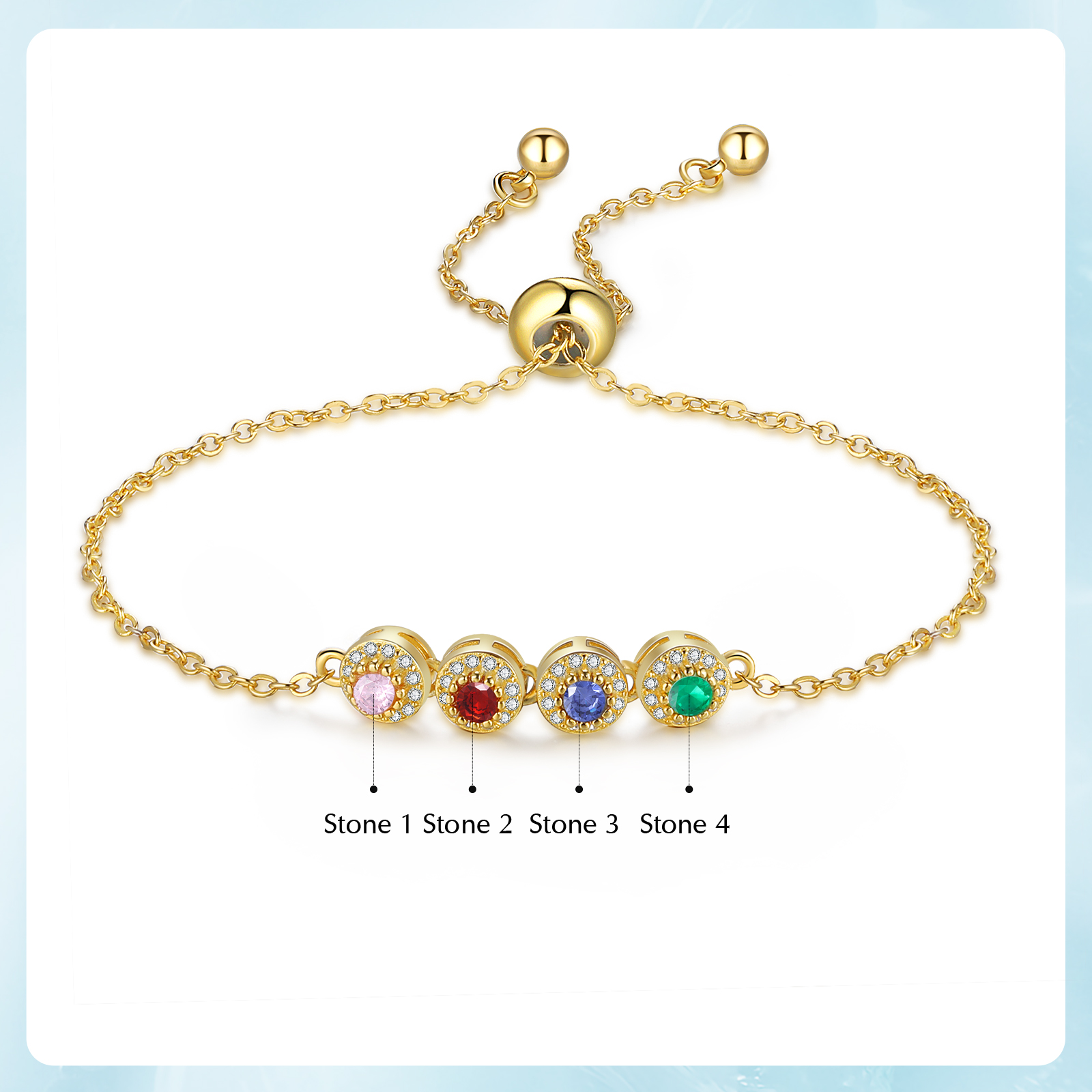 Personalised Women's Bracelet Customised 4 Birthstones Bracelets Birthday Mother's Day Gift for Her-Jessemade AU