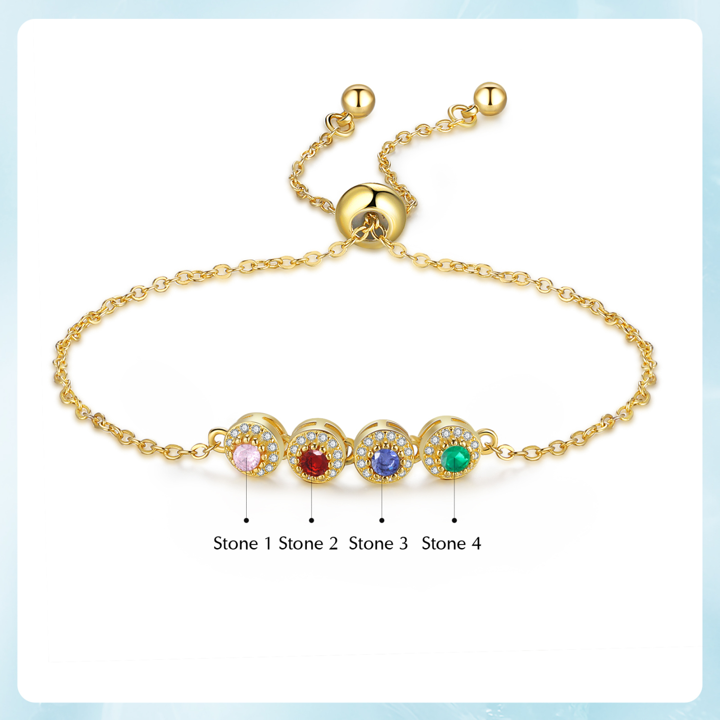 Personalised Women's Bracelet Customised 4 Birthstones Bracelets Birthday Mother's Day Gift for Her-Jessemade AU