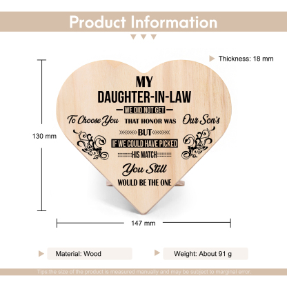 To My Daughter-in-law Wooden Heart Keepsake Desktop Ornament "I did not get to choose you"-Jessemade AU