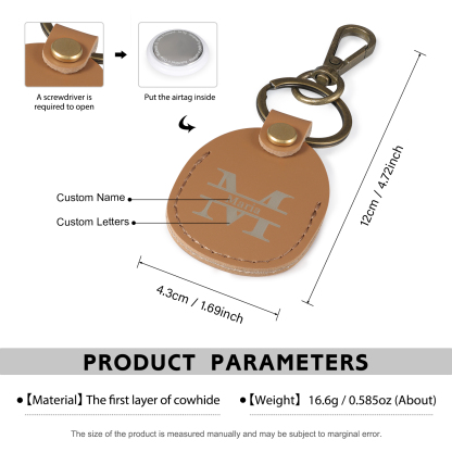 Personalised Name & Letter Keychain AirTag Protective Case Leather Keychain Gift for Him/Her-Jessemade AU