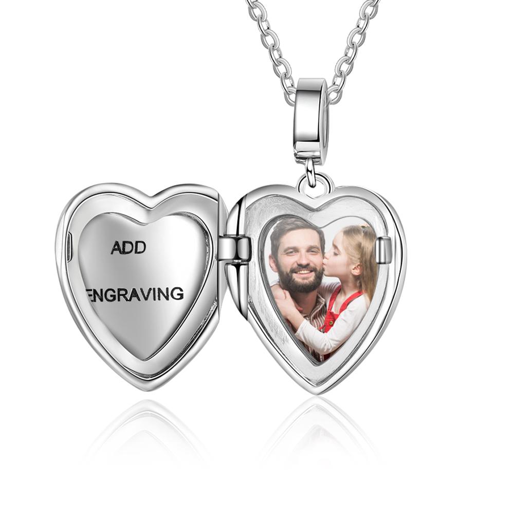Personalised Heart Photo Locket Necklace Custom Photo Necklace Gifts For Her