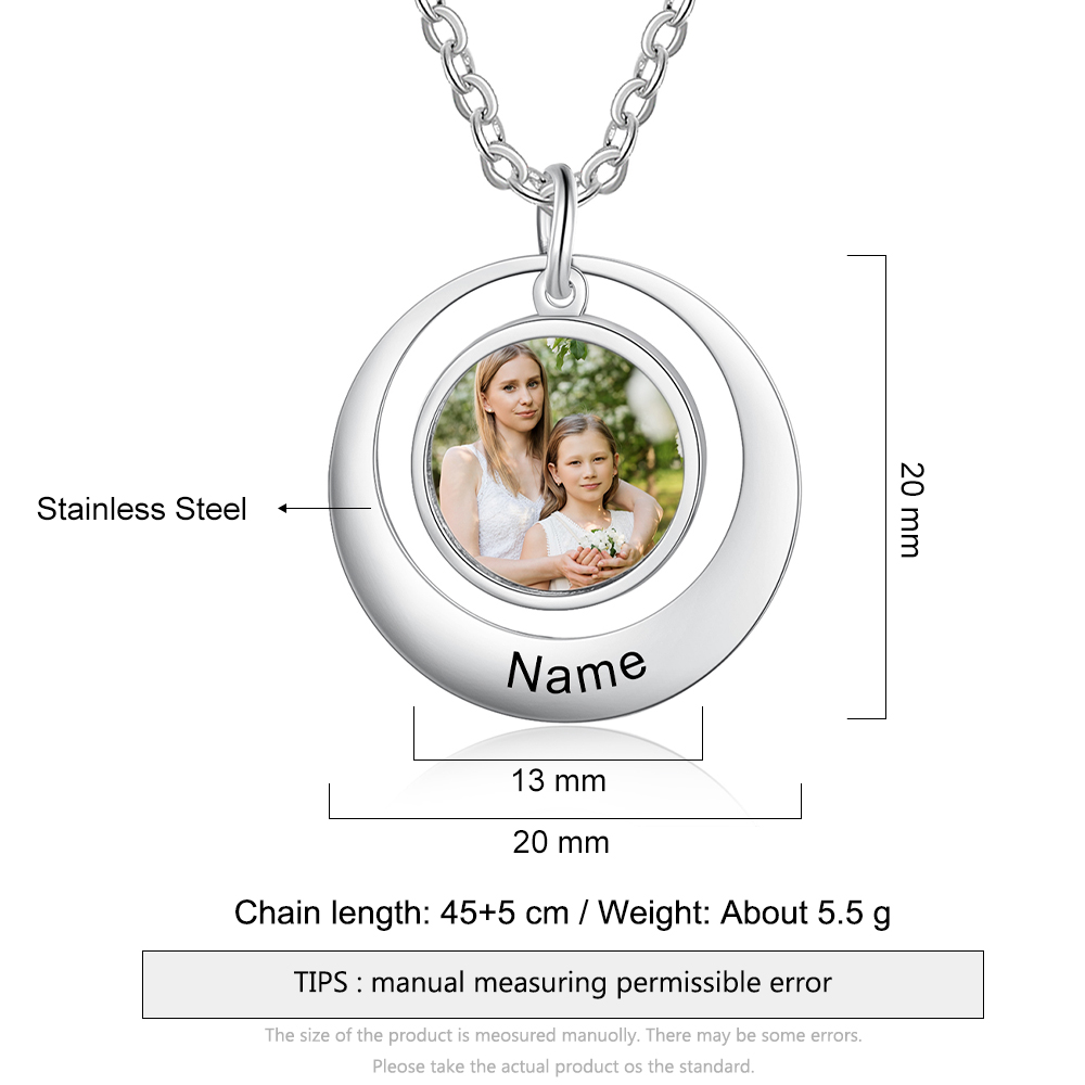 Personalised Family Circles Necklace Engraved Name Photo Necklace Gifts for Her-Jessemade AU
