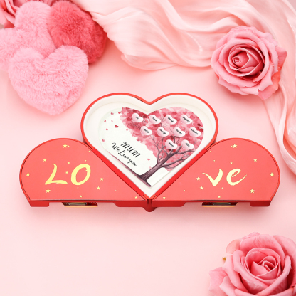 Personalised Text Acrylic Heart Keepsake Custom 1–12 Names Pink Purple Tree Ornaments Gifts for Grandma/Mother-Jessemade AU