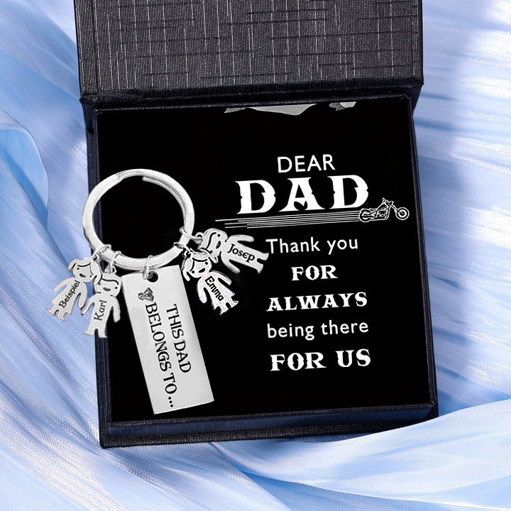 4 Names-Personalised 4 Children's Name Keychain-To My Dad-Gift Box Gift Card Set-Jessemade AU