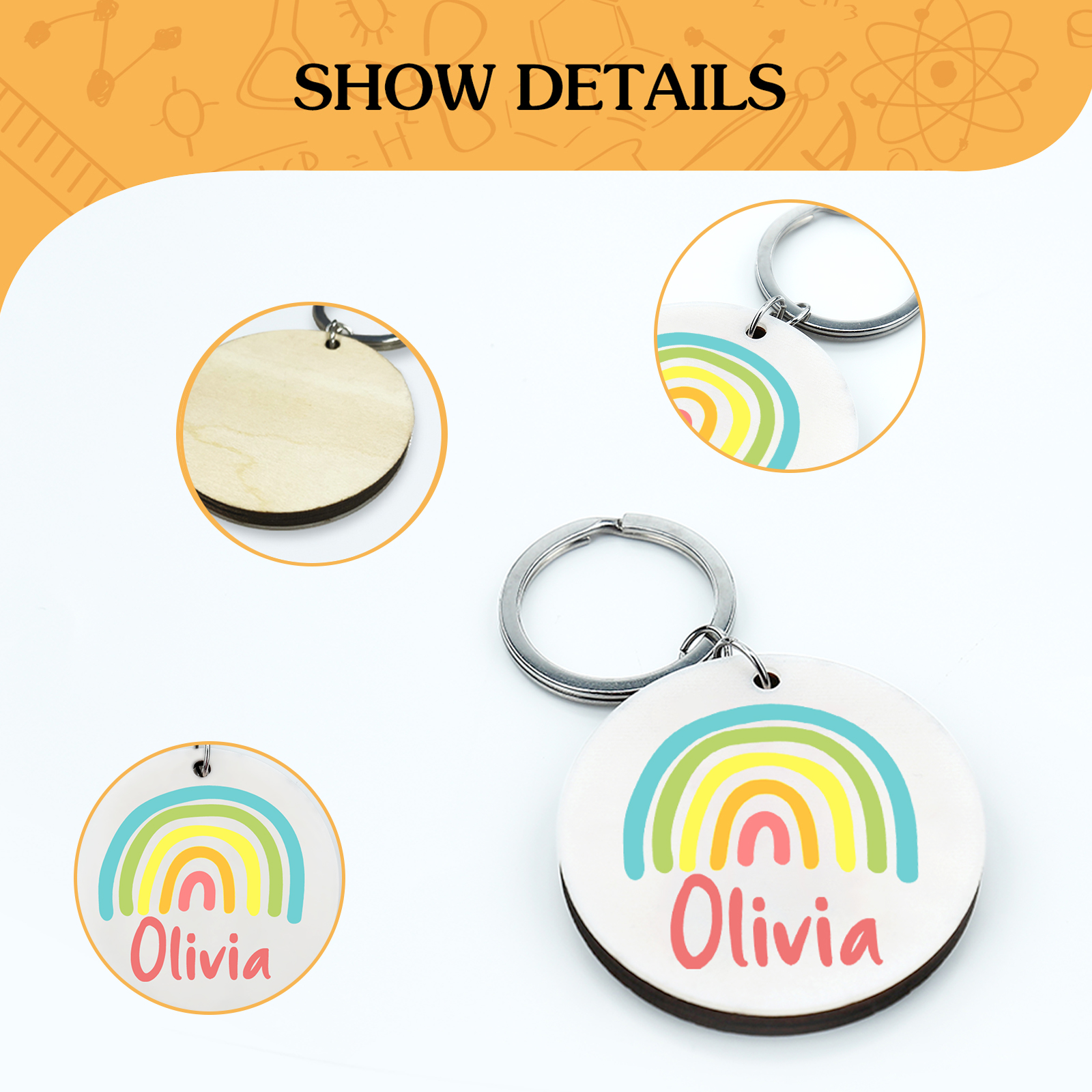 Customised 1 Name Rainbow Keychain Unique Back-to-School Gift for Kids-Jessemade AU