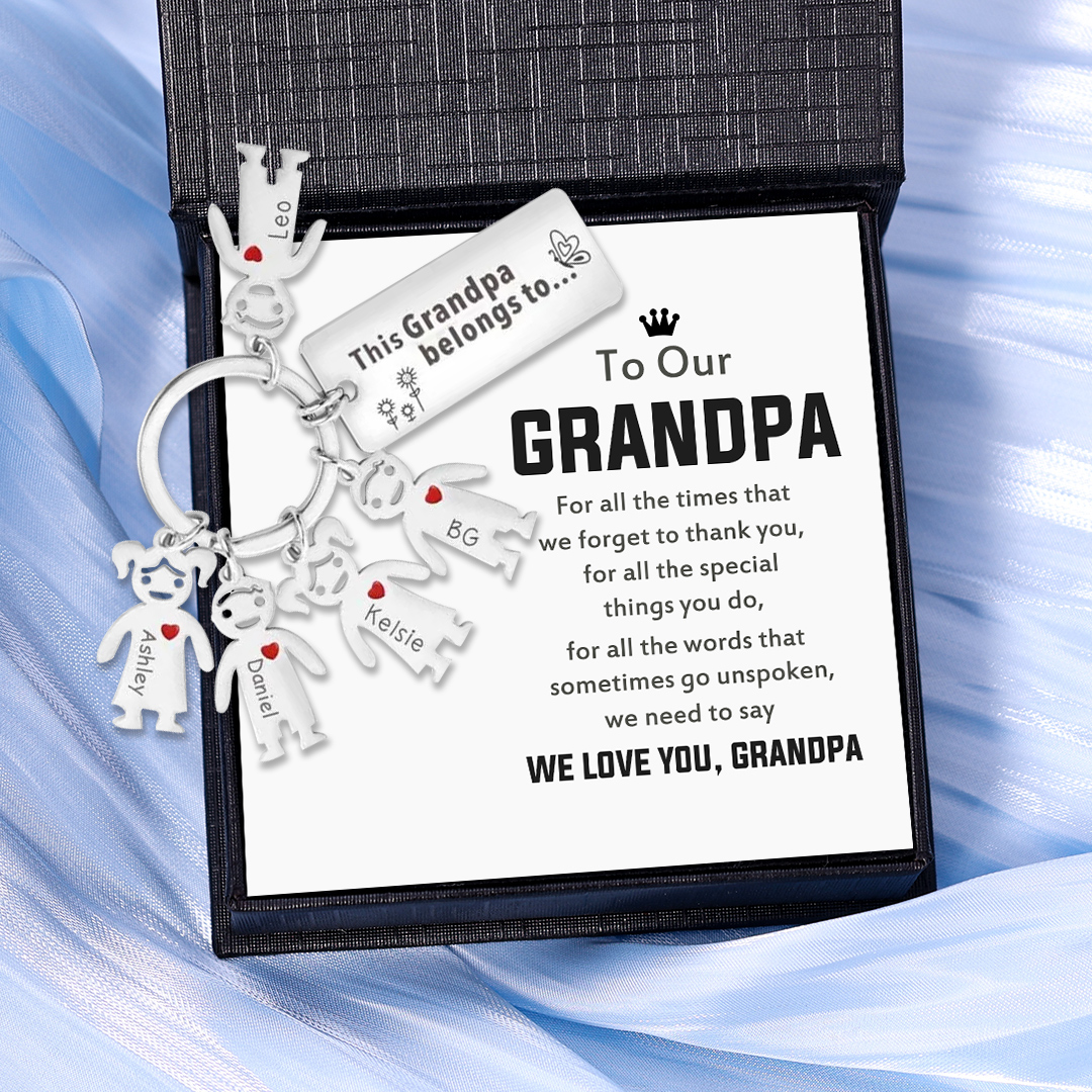This Grandpa Belongs To Keychain Personalised Family Keychain with 5 Kid Charms Engrave 5 Names-Jessemade AU