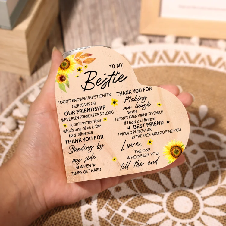 To My Bestie Heart Candle Holder Thank you for making me laugh Wooden Candlestick-Jessemade AU