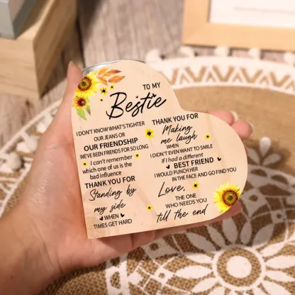 To My Bestie Heart Candle Holder Thank you for making me laugh Wooden Candlestick-Jessemade AU