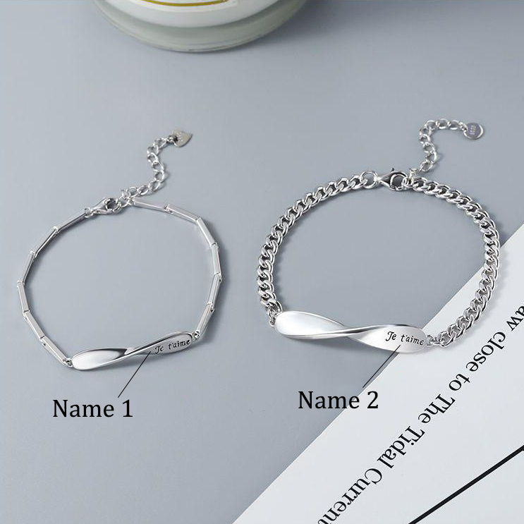 Customised Couple Bracelets Engrave Names Matching Bracelet Love Gifts-Jessemade AU