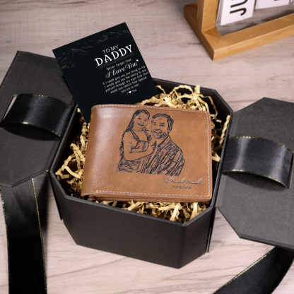 Personalised Leather Wallet Engraved Photo Short Purse Gifts For Men-Jessemade AU