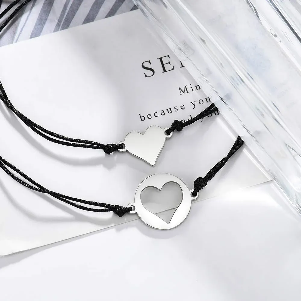 Mother and Daughter Love Heart Bracelet Set Back To School Gift Adjustable String Bracelet-Jessemade AU
