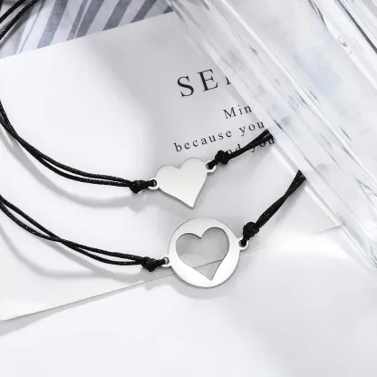 Mother and Daughter Love Heart Bracelet Set Back To School Gift Adjustable String Bracelet-Jessemade AU