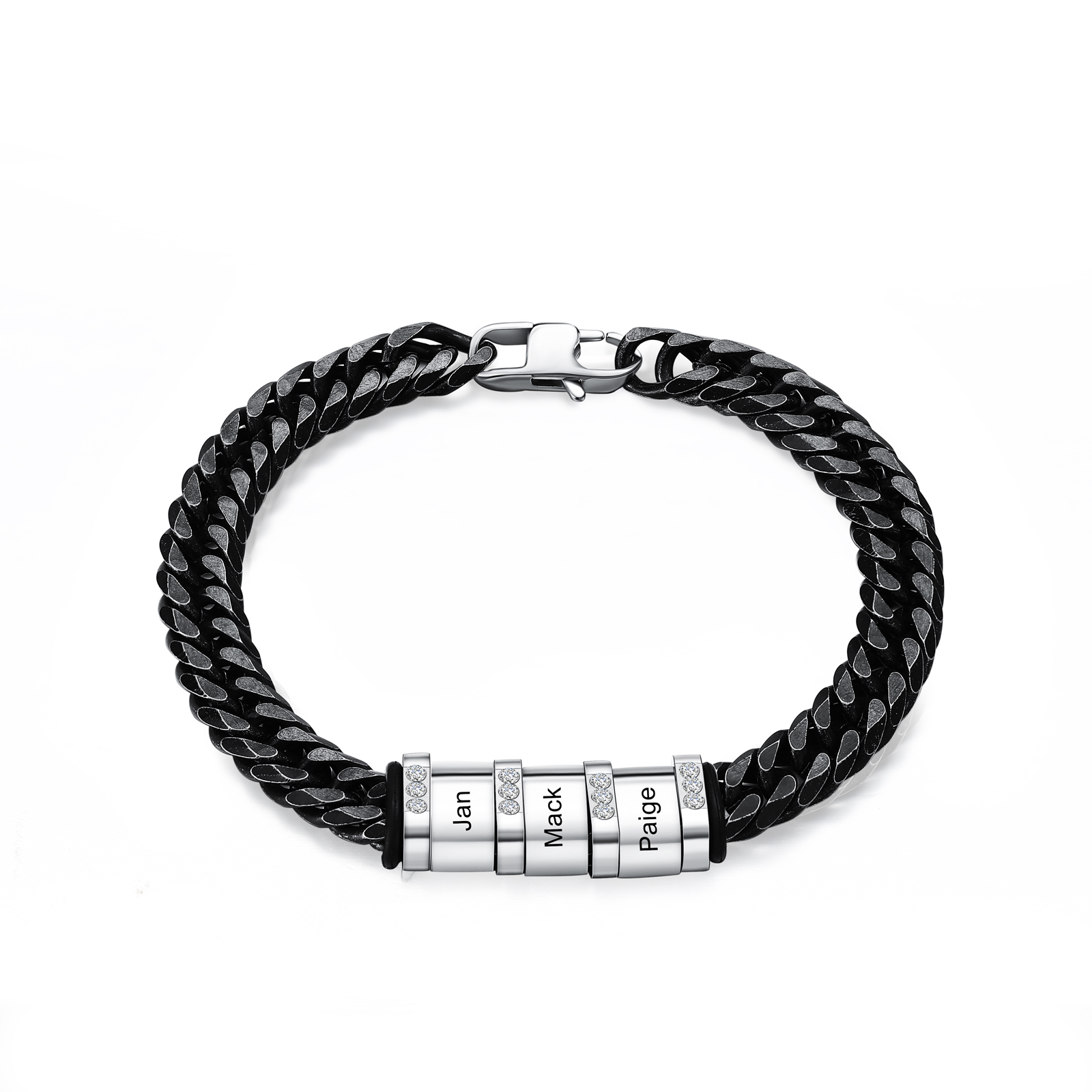 Personalised Black Stainless Steel Bracelet Custom 3 Names Men's Women's Bracelets For Couple-Jessemade AU