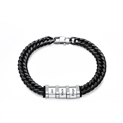 Personalised Black Stainless Steel Bracelet Custom 3 Names Men's Women's Bracelets For Couple-Jessemade AU