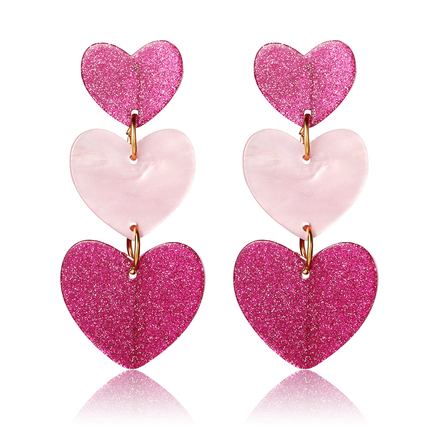 Women's Earrings Pink Heart Earrings Birthday Mother's Day Gifts for Her-Jessemade AU
