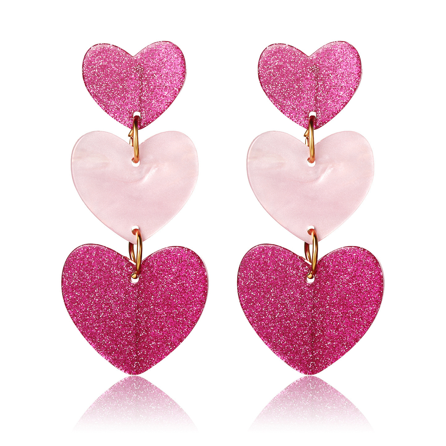 Women's Earrings Pink Heart Earrings Birthday Mother's Day Gifts for Her-Jessemade AU