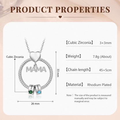 2 Names - Personalised Mama Circle Pendant Necklace Custom Names & Birthstones Necklace Mother's Day Gifts-Jessemade AU
