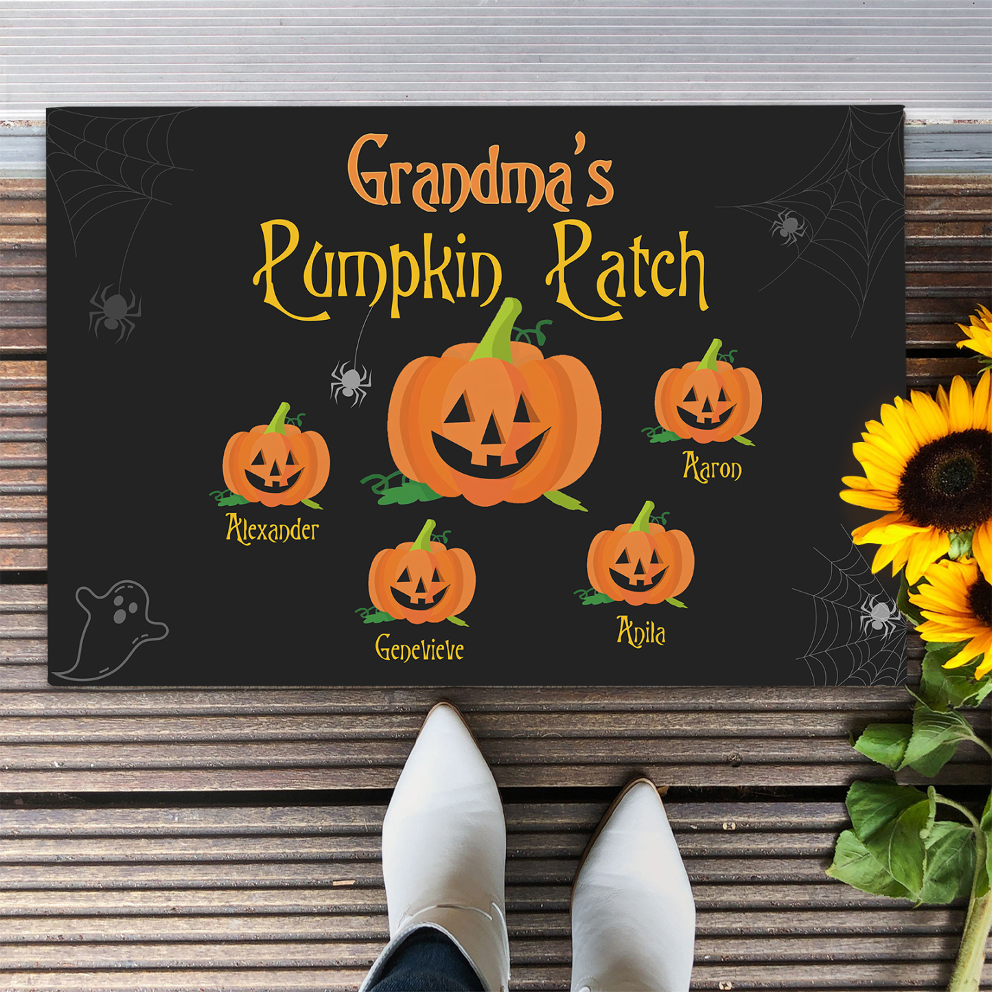 Personalised Halloween Doormat Custom 5 Names Pumpkin Doormat Home Decor - Grandma's Pumpkin Patch-Jessemade AU