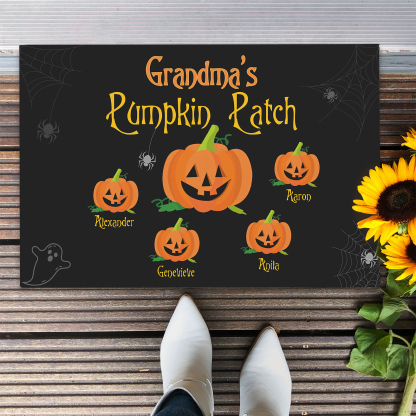 Personalised Halloween Doormat Custom 5 Names Pumpkin Doormat Home Decor - Grandma's Pumpkin Patch-Jessemade AU