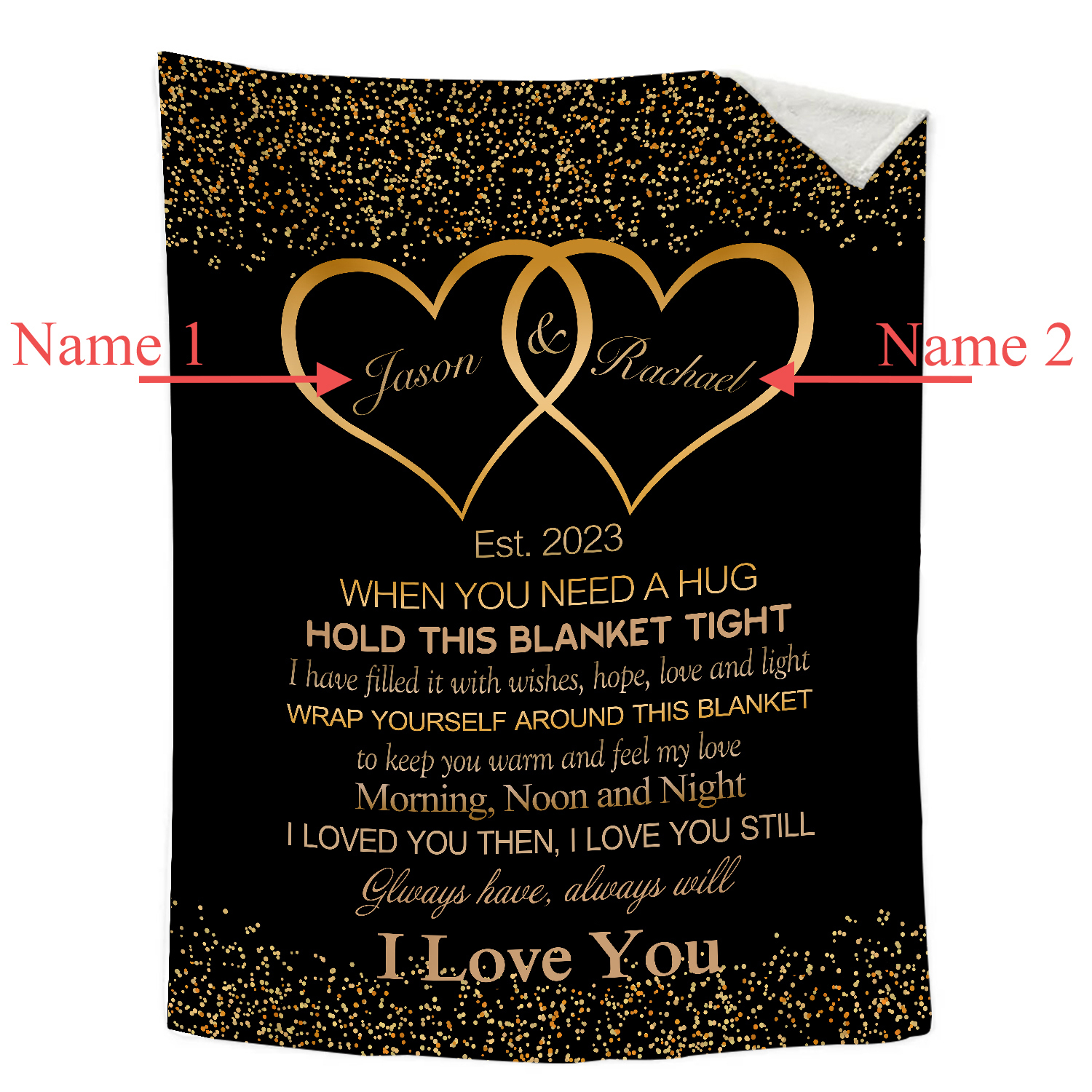 Personalised Couple Blanket Customised 2 Names Blanket Valentine's Day Anniversary Gift for Couples-Jessemade AU