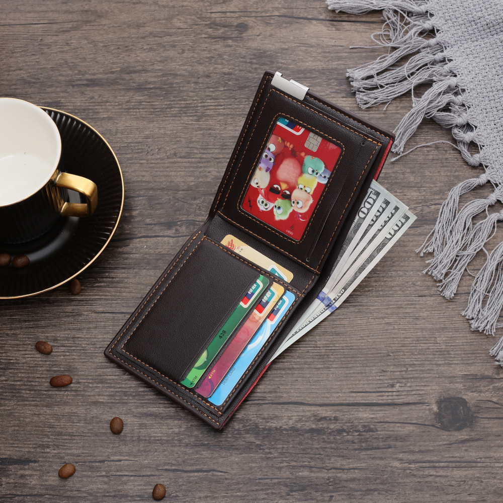 Men Photo Wallet Personalised Letter&Name Wallet Brown Colour with Photo Wallet Card Christmas Wallet Gift Set For Him