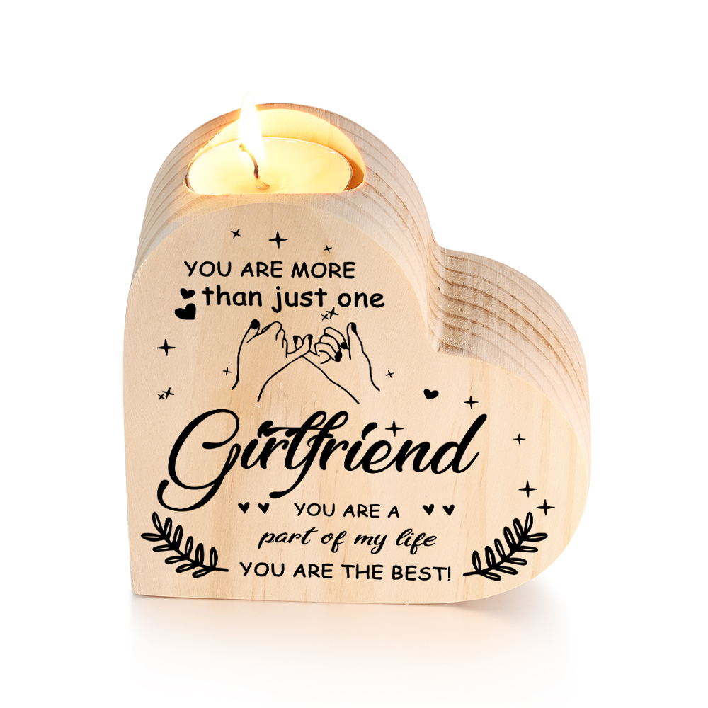 To My Girlfriend Heart Candle Holder Wooden Pinky Swear Candlesticks - You Are More Than Just One Girlfriend-Jessemade AU