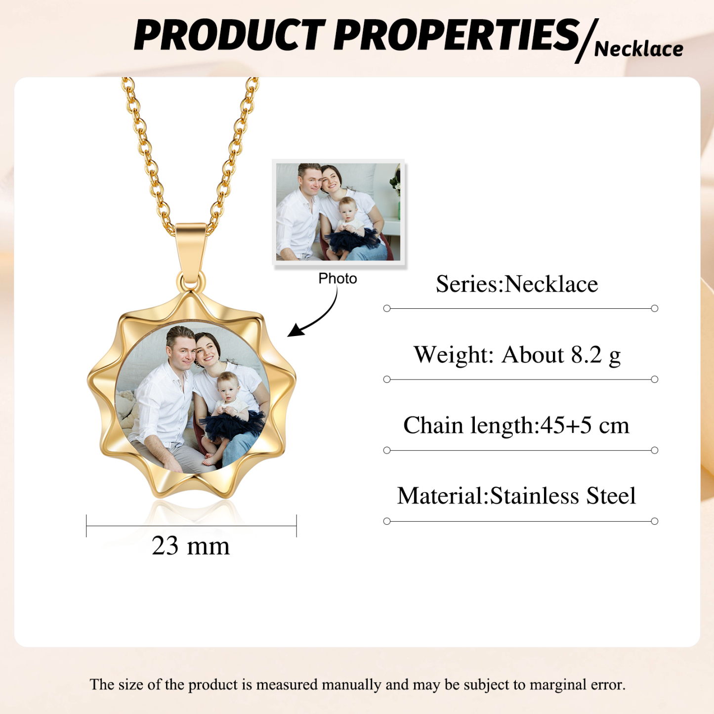 Personalised Photo Necklace Custom 1 Memorial Photo Polygon Necklace Gifts for Her-Jessemade AU
