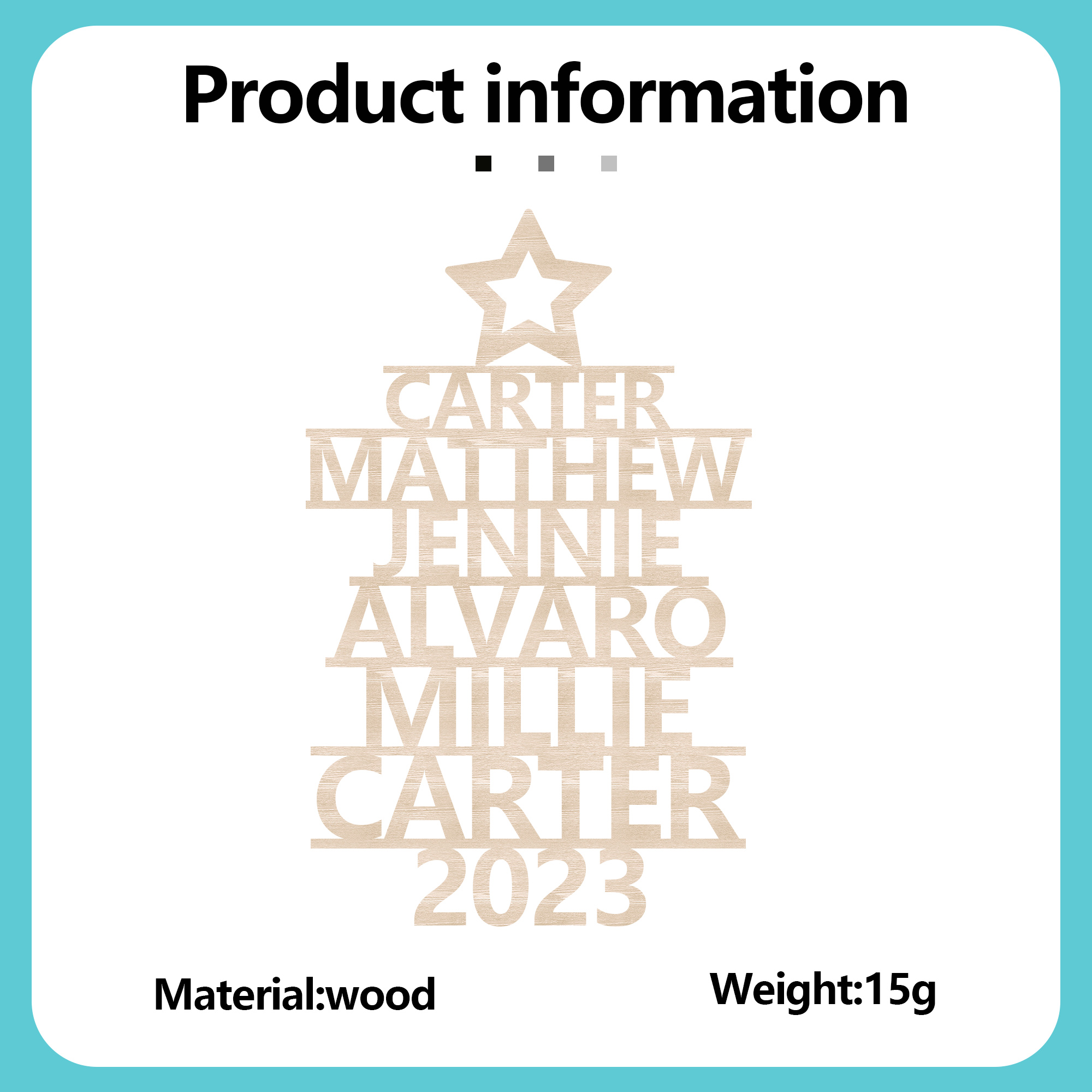 6 Names - Personalised Christmas Tree Ornaments Customised Name Xmas Wooden Decor Gifts for Family Friends-Jessemade AU