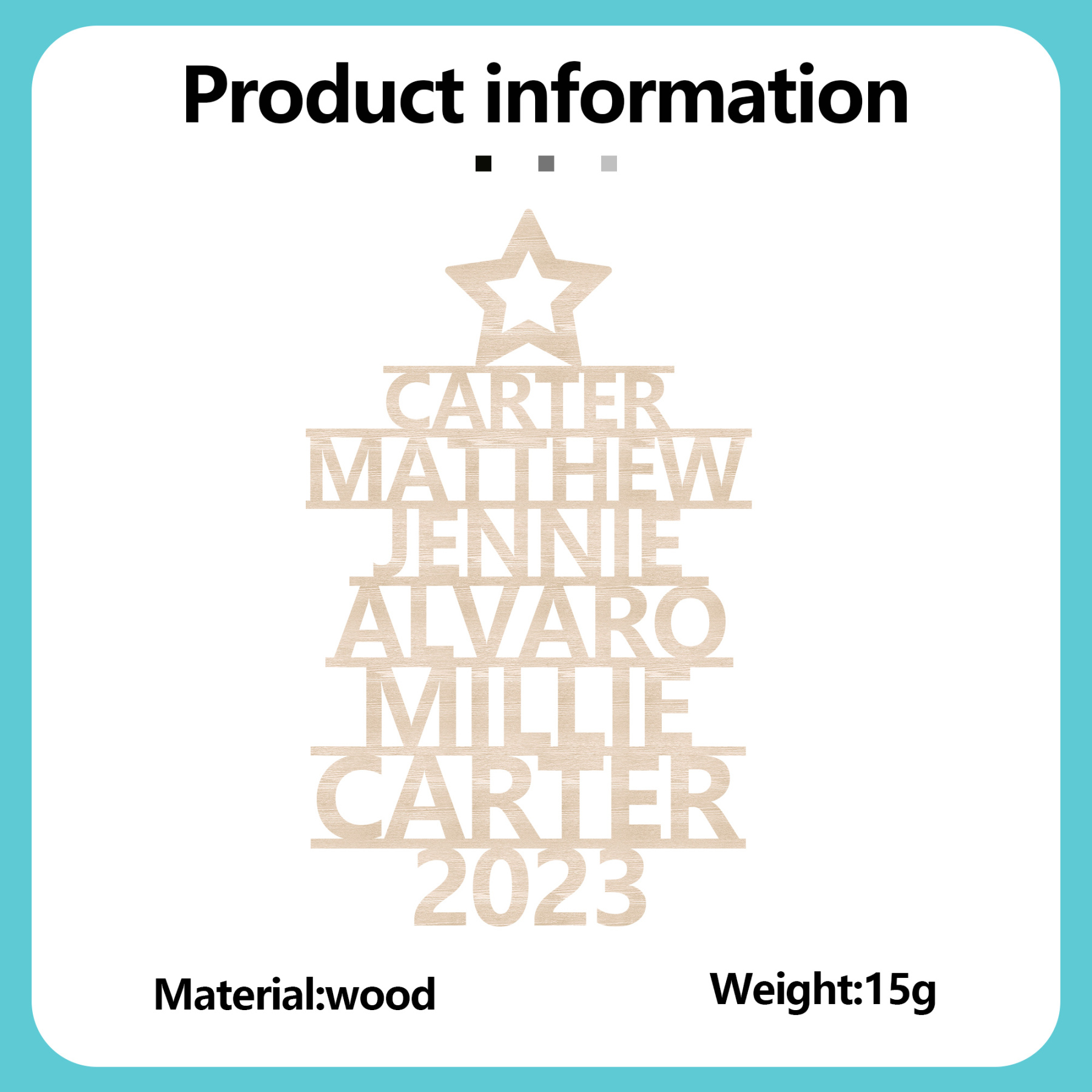 6 Names - Personalised Christmas Tree Ornaments Customised Name Xmas Wooden Decor Gifts for Family Friends-Jessemade AU