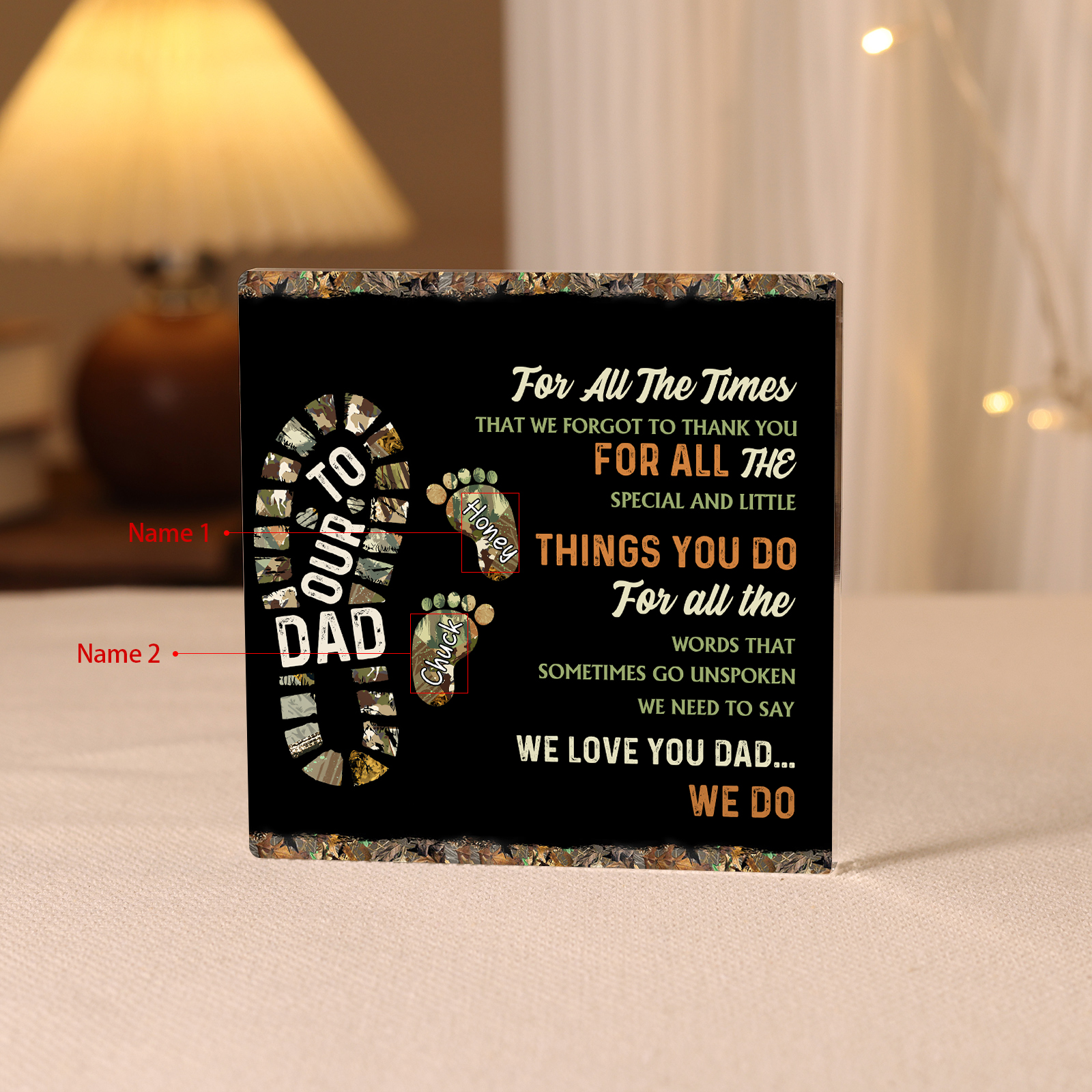 To My Dad Acrylic Square Keepsake Custom 2 Names Baby Feet Rectangle Plaque Father's Day Gift  - For All The Times That I Forgot To Thank You-Jessemade AU