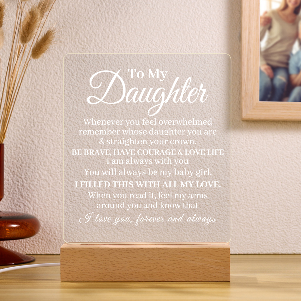 To My Daughter Acrylic Night Light "I Filled This With All My Love" LED Lamp Heartwarming Gifts-Jessemade AU