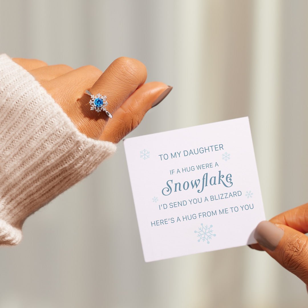 To My Daughter, If A Hug Were A Snowflake, Snowflake Ring With Card, Gifts For Her-Jessemade AU