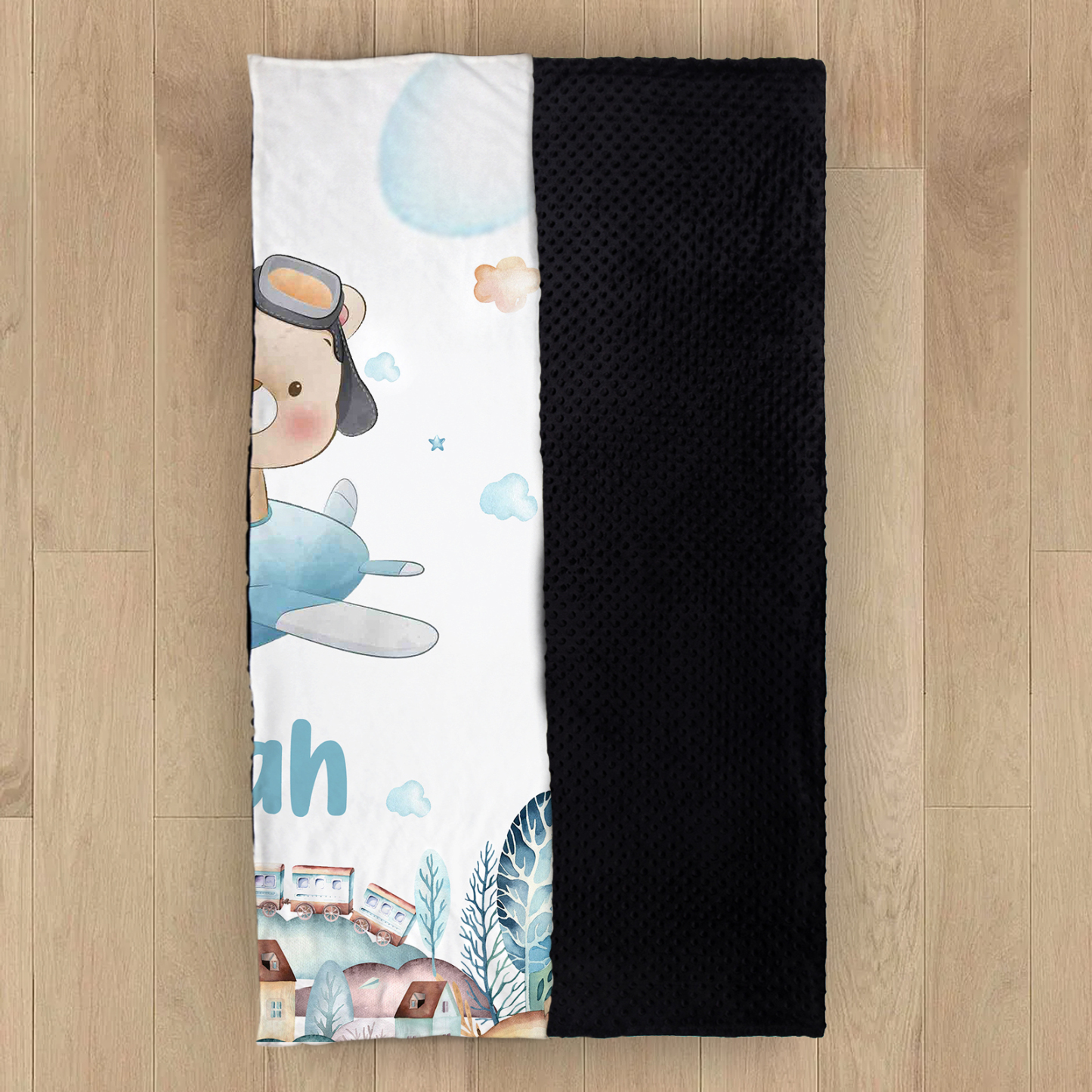 Personalised Bear Blanket Custom Name Cute Cartoon Blanket-Jessemade AU