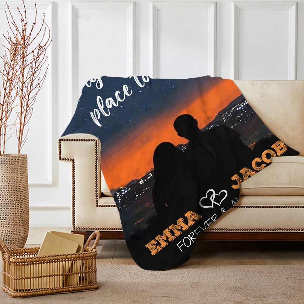 Personalised Couple Blanket Customised 2 Names Blanket Gift for Him/Her - Together With You Is My Favourite Place To Be-Jessemade AU