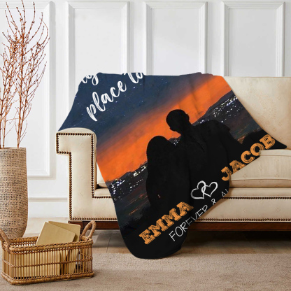 Personalised Couple Blanket Customised 2 Names Blanket Gift for Him/Her - Together With You Is My Favourite Place To Be-Jessemade AU