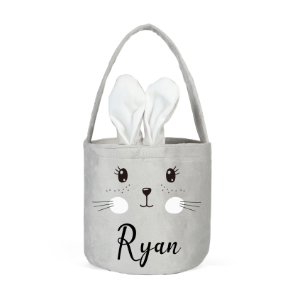 Personalised Bunny Tote Bag Custom Name Bucket Bag Bunny Basket Easter Gifts-Jessemade AU
