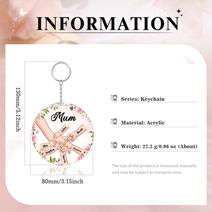 6 Names - Personalised Acrylic Keychain Custom 1 Text Holding Hands Family Hanging Ornaments Gift for Mum/Grandma-Jessemade AU