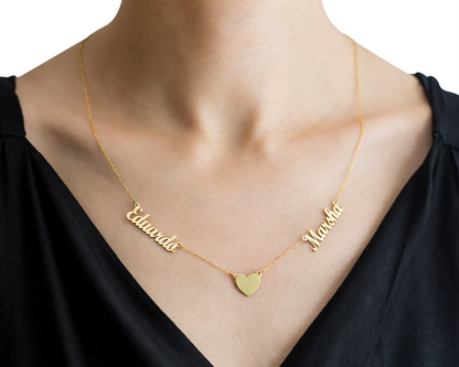 Personalised Necklace With Heart Custom 2 Names Necklace Gift For Women-Jessemade AU