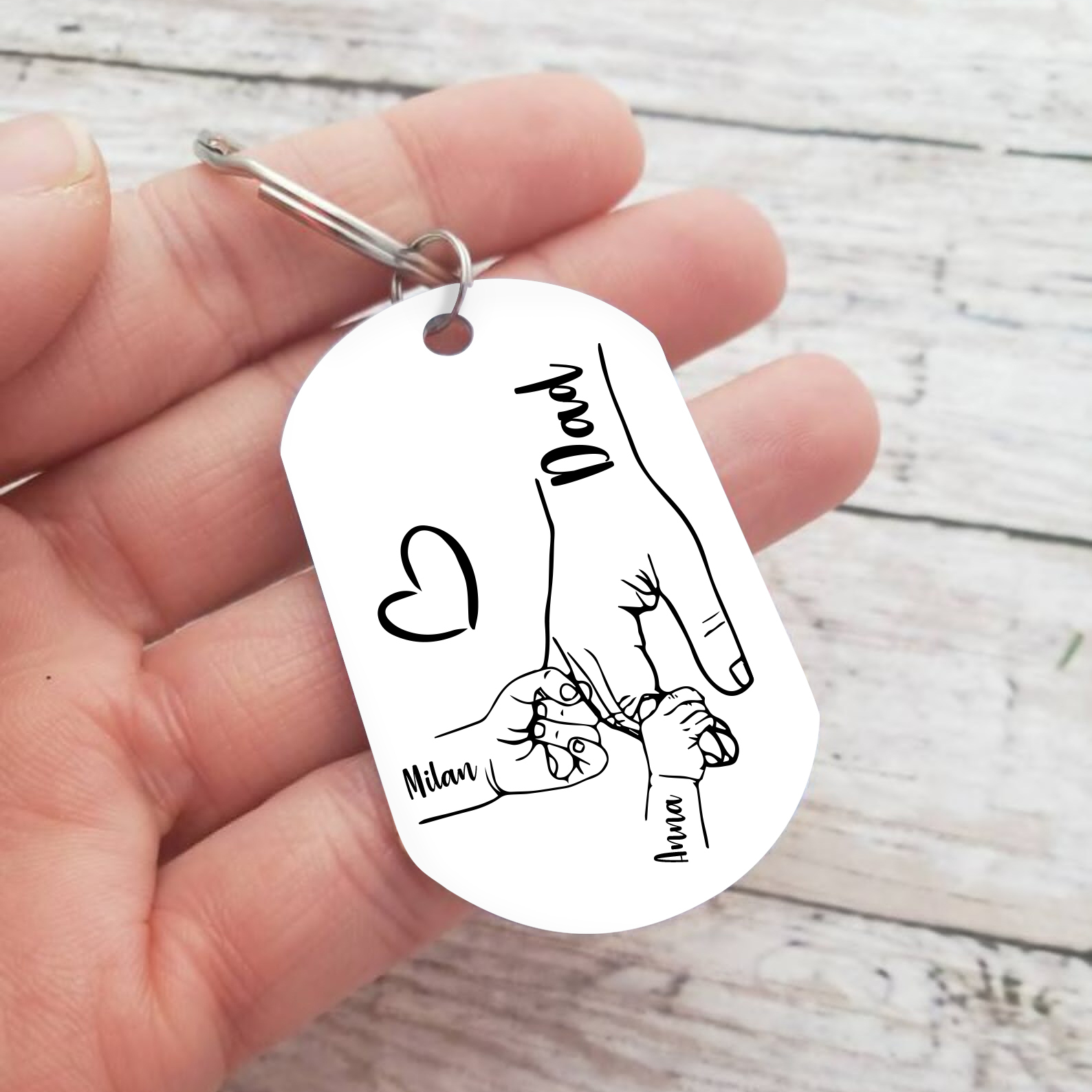2 Names - Personalised Name Keychain Holding Hands Keychain Father's Day Gifts For Dad-Jessemade AU