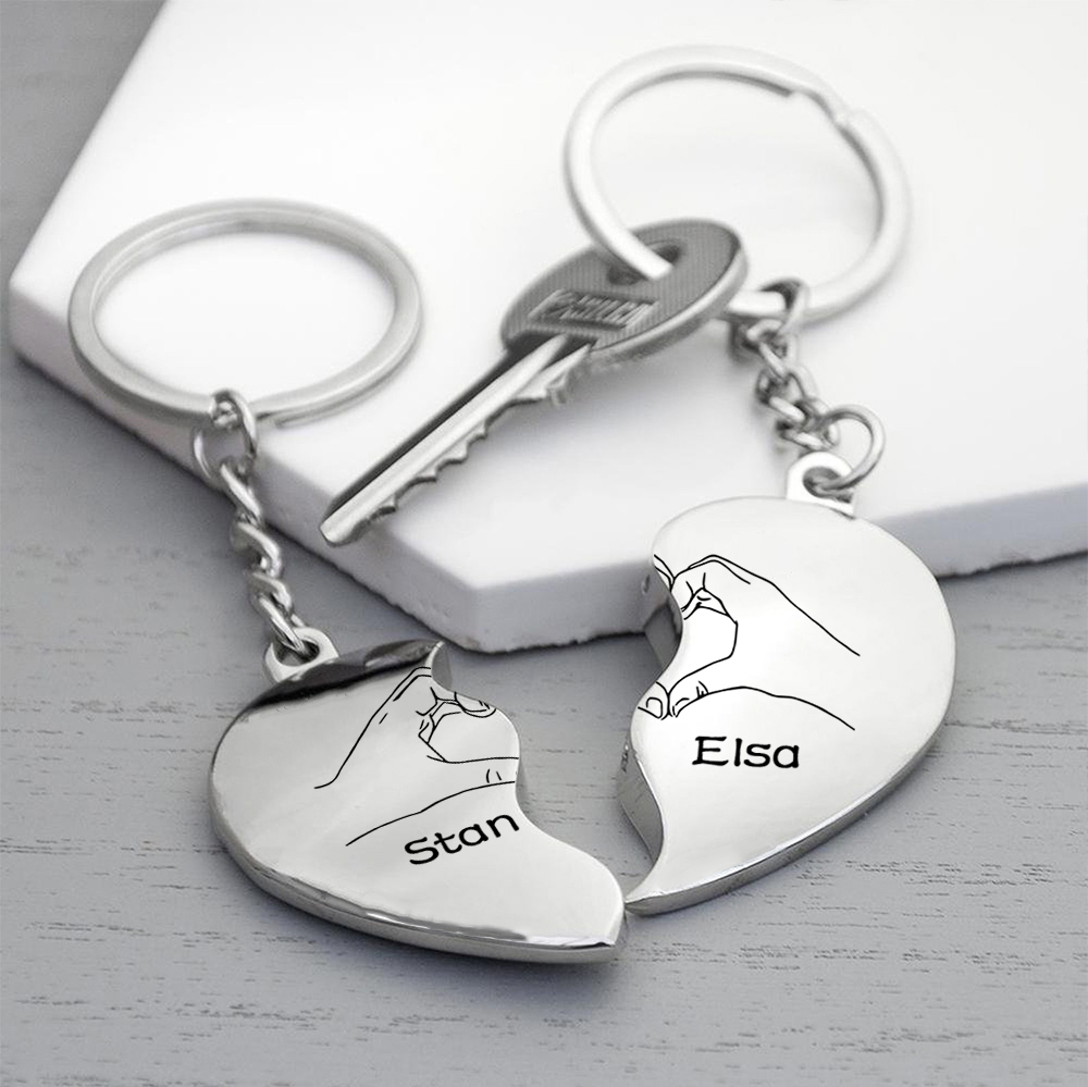 Personalised Couple Keychain Custom 2 Names Keyring Matching Couple Gifts Valentine's Day Gift for Him/Her-Jessemade AU