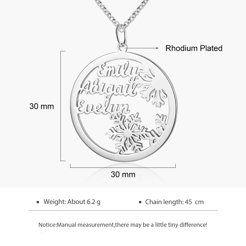 Personalised Name Necklace Christmas Snowflake Jewelry Gift For Her-Jessemade AU